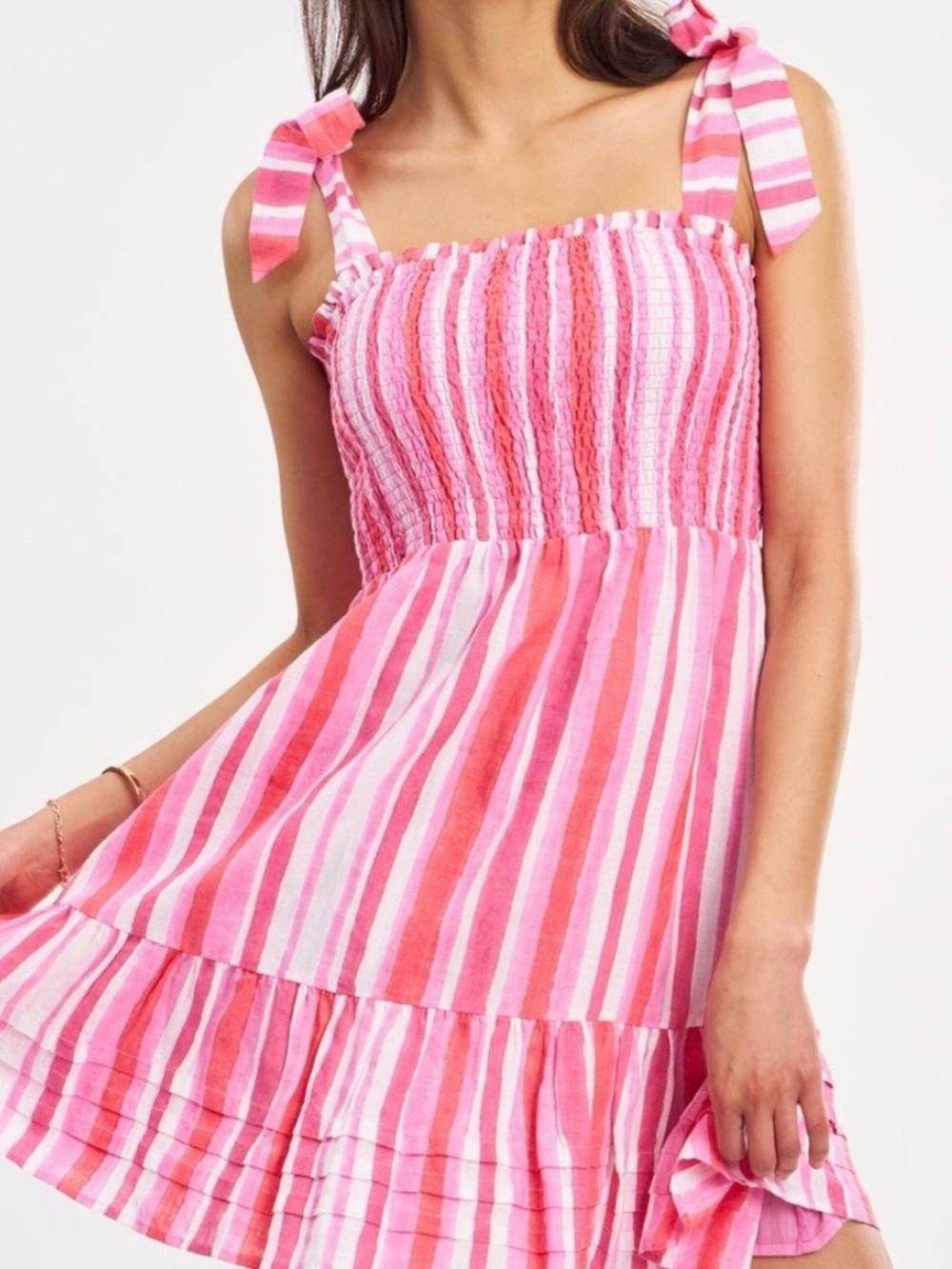 Roller Rabbit Painted Stripe Delvine Pink and White Striped Sundress